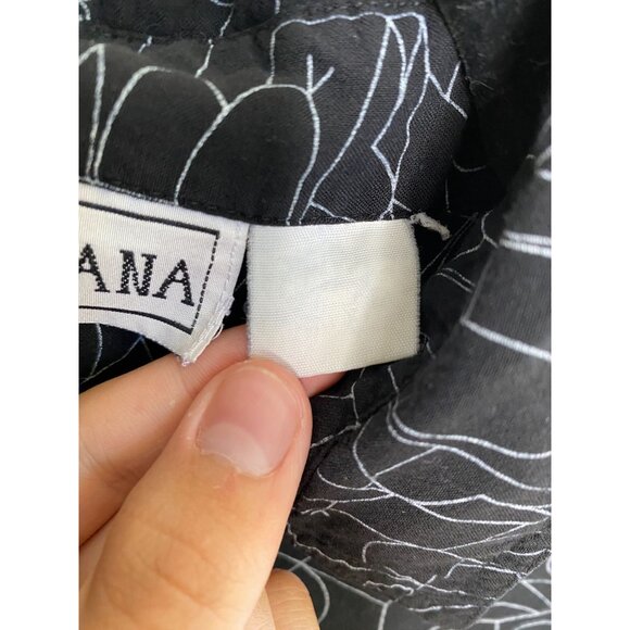 Khazana Womens Black Abstract Button-Up Blouse 3/4 Sleeve  Lightweight Top - Picture 5 of 6